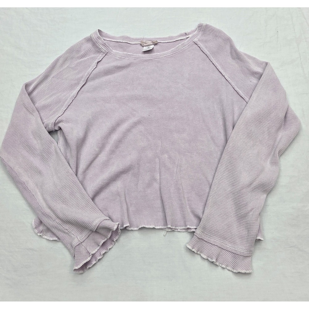 Altar'd State Purple Waffle Knit 100% Cotton Crop Top Women's Size Medium‎